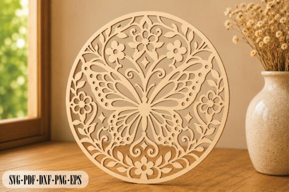 Download Floral Butterfly Mandala Laser Cut - Flora Collection