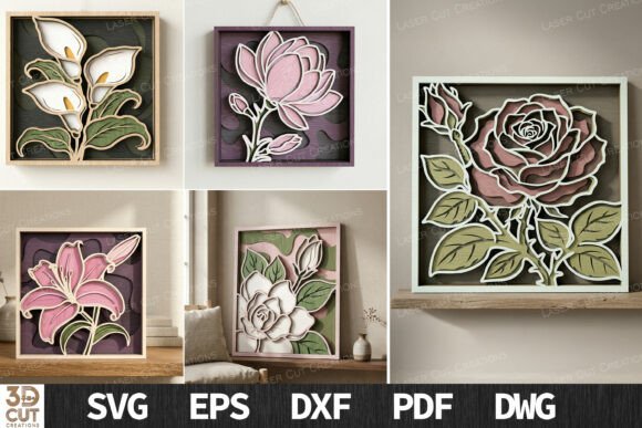Download Layered Floral Wall Art SVG Bundle - Flora Collection