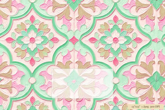 Download Mint Pink Damask Floral Tile Pattern - Flora Collection
