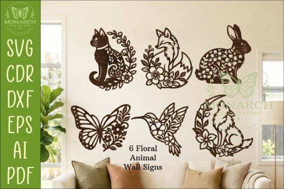 Download Floral Animal Wall Sign Bundle SVG Decor - Flora Collection