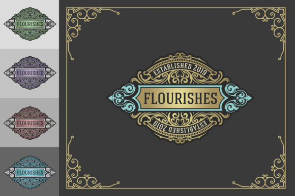 Download Luxury Logo Template Flourishes with Floral Ornaments - Flora Collection