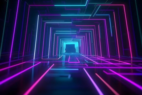 Download Colorful Neon Triangle Mosaic Background - Colorful Collection