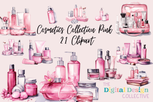 Download Cosmetics Collection Pink Clipart Bundle - Cosmetics Collection