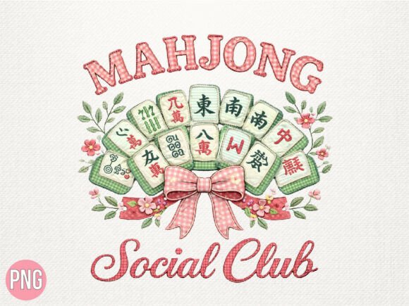 Download Mahjong Social Club Floral Retro PNG - Flora Collection