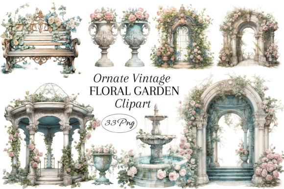 Download Ornate Vintage Floral Garden Clipart - Flora Collection