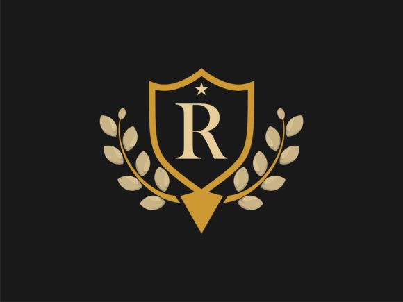 Download Floral Shield with Letter R Vintage Logo - Flora Collection