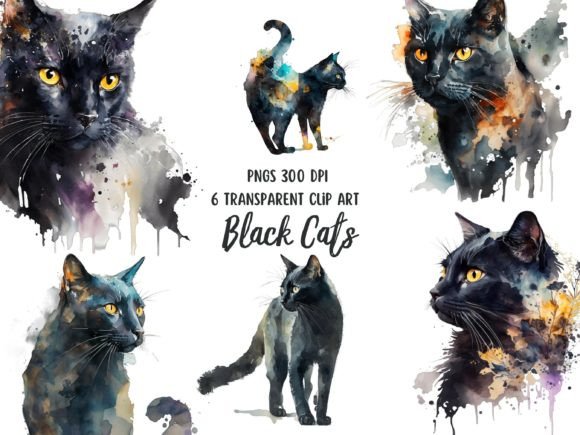 Download Black Cats Watercolor Transparent Pngs - Transparent pngs Collection