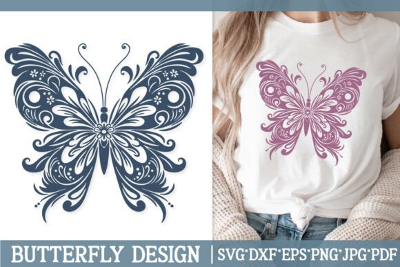 Download Ornate Baroque Butterfly SVG Floral - Flora Collection