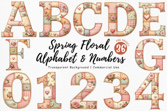 Download Spring Floral Patchwork Alphabet Bundle - Flora Collection